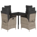 Set comedor de jardín 5 piezas con cojines ratán sintético gris