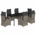Set comedor jardín 7 pzas y cojines ratán sintético gris