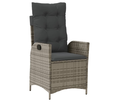 Set comedor jardín 7 pzas y cojines ratán sintético gris