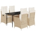 Set comedor de jardín 5 pzas con cojines ratán sintético beige