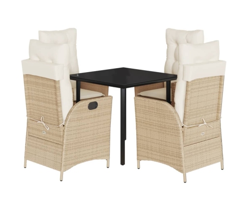 Set comedor de jardín 5 pzas con cojines ratán sintético beige