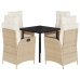 Set comedor de jardín 5 pzas con cojines ratán sintético beige
