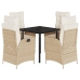 Set comedor de jardín 5 pzas con cojines ratán sintético beige