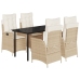 Set comedor de jardín 5 pzas con cojines ratán sintético beige