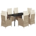 Set comedor de jardín 7 pzas con cojines ratán sintético beige