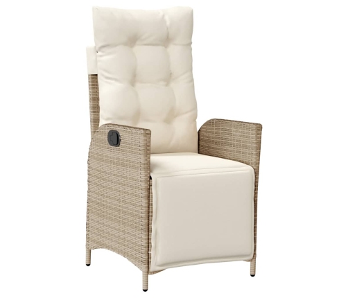 Set comedor de jardín 7 pzas con cojines ratán sintético beige