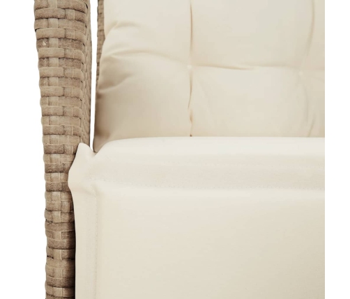 Set comedor de jardín 7 pzas con cojines ratán sintético beige