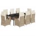 Set comedor de jardín 9 pzas con cojines ratán sintético beige