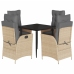 Set comedor de jardín 5 pzas con cojines ratán sintético beige