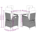 Set comedor de jardín 5 pzas con cojines ratán sintético beige