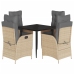Set comedor de jardín 5 pzas con cojines ratán sintético beige