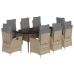 Set comedor de jardín 9 pzas con cojines ratán sintético beige