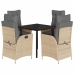 Set comedor de jardín 5 pzas con cojines ratán sintético beige