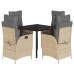 Set comedor de jardín 5 pzas con cojines ratán sintético beige