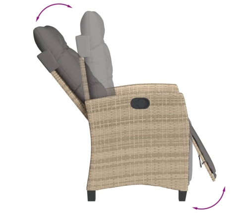 Set comedor de jardín 5 pzas con cojines ratán sintético beige