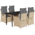 Set comedor de jardín 5 pzas con cojines ratán sintético beige