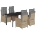 Set comedor de jardín 5 pzas con cojines ratán sintético beige
