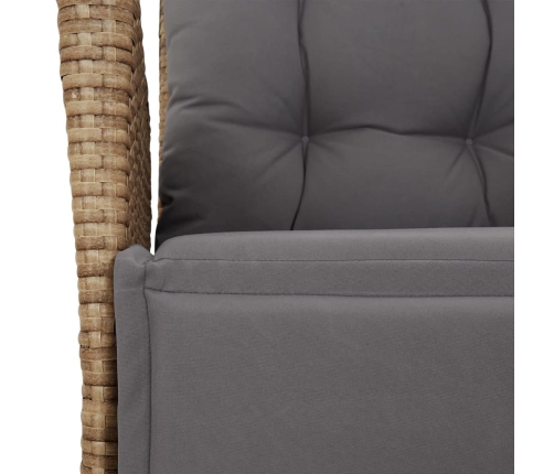 Set comedor de jardín 7 pzas con cojines ratán sintético beige