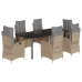 Set comedor de jardín 7 pzas con cojines ratán sintético beige