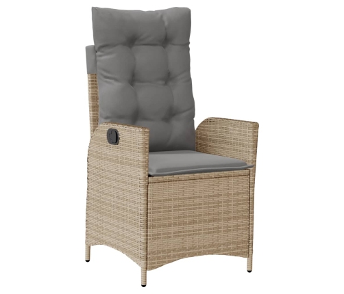 Set comedor de jardín 7 pzas con cojines ratán sintético beige