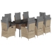 Set comedor de jardín 9 pzas con cojines ratán sintético beige