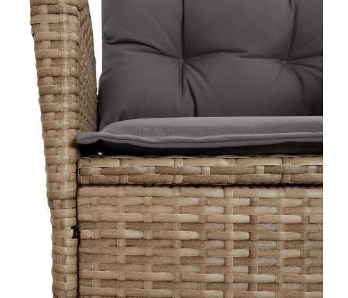 Set comedor de jardín 9 pzas con cojines ratán sintético beige