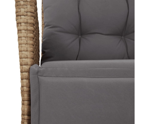 Set comedor de jardín 9 pzas con cojines ratán sintético beige