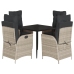Set comedor de jardín 5 pzas cojines ratán sintético gris claro