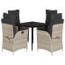 Set comedor de jardín 5 pzas cojines ratán sintético gris claro