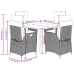 Set comedor de jardín 5 pzas cojines ratán sintético gris claro