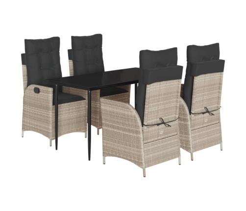 Set comedor de jardín 5 pzas cojines ratán sintético gris claro