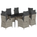 Set comedor jardín 7 pzas y cojines ratán sintético gris claro