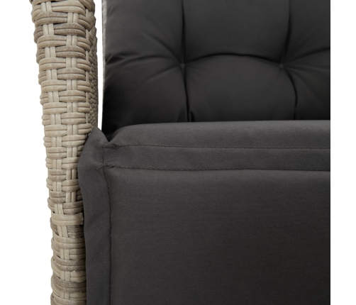 Set comedor de jardín 9 pzas cojines ratán sintético gris claro
