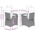 Set comedor de jardín 5 pzas cojines ratán sintético gris claro