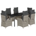 Set comedor jardín 7 pzas y cojines ratán sintético gris claro
