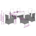 Set comedor jardín 7 pzas y cojines ratán sintético gris claro