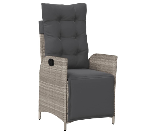 Set comedor de jardín 9 pzas cojines ratán sintético gris claro