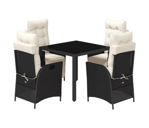 Set de muebles jardín 5 pzas con cojines ratán sintético negro