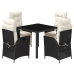Set de muebles jardín 5 pzas con cojines ratán sintético negro