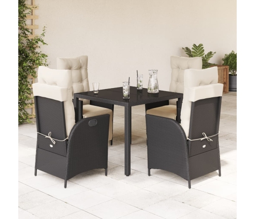 Set de muebles jardín 5 pzas con cojines ratán sintético negro