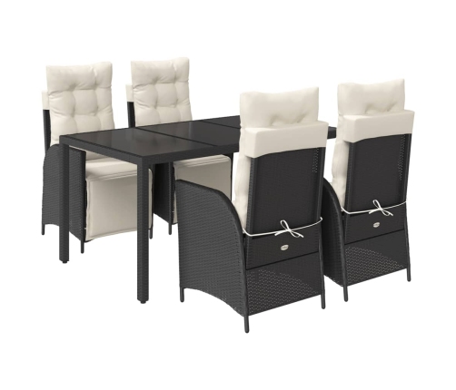 Set de muebles jardín 5 pzas con cojines ratán sintético negro