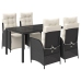 Set de muebles jardín 5 pzas con cojines ratán sintético negro