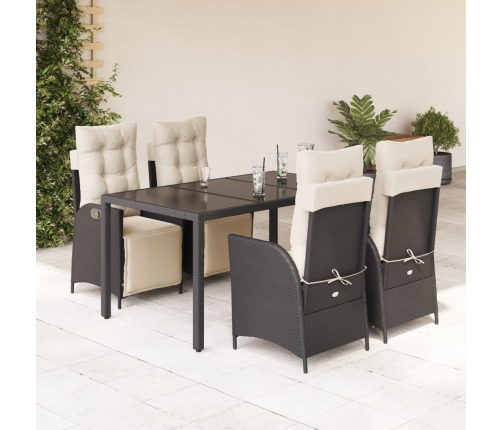 Set de muebles jardín 5 pzas con cojines ratán sintético negro