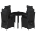 Set de muebles jardín 5 pzas con cojines ratán sintético negro