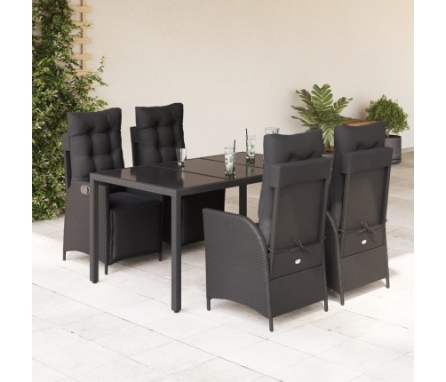 Set de muebles jardín 5 pzas con cojines ratán sintético negro
