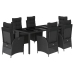 Set de comedor de jardín 7 pzas y cojines ratán sintético negro
