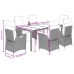 Set de comedor de jardín 7 pzas y cojines ratán sintético negro