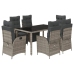 Set comedor jardín 7 pzas y cojines ratán sintético gris