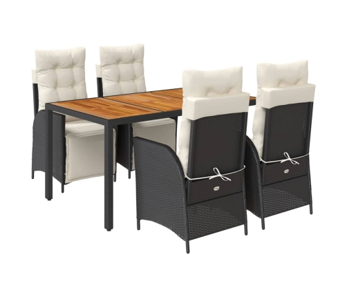 Set de muebles jardín 5 pzas con cojines ratán sintético negro