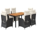 Set de comedor de jardín 7 pzas y cojines ratán sintético negro